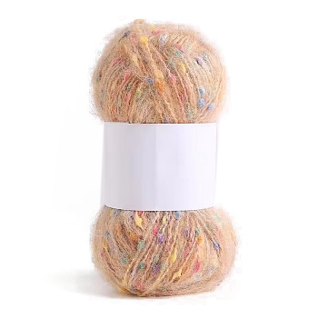 50g 40% Polyester & 60% Acrylic Fiber Soft Mohair Yarn, Ball Yarns, Scarves Sweater Shawl Hats Crochet Thread, Moccasin, 2mm