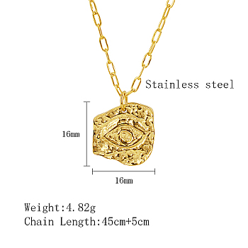 304 Stainless Steel Pendant Necklaces, Eye, Real 18K Gold Plated, 17.72 inch(45cm)