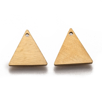 Ion Plating(IP) 304 Stainless Steel Pendants, Stamping Blank Tag, Laser Cut, Double Side Drawbench Effect, Triangle, Golden, 12x12x1mm, Hole: 1mm