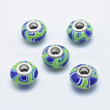 Spring Green Rondelle Polymer Clay European Beads