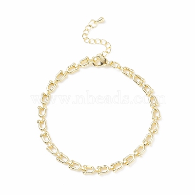 Brass Initial Letter U Link Chain Necklace Bracelet Anklet(SJEW-JS01235)-8