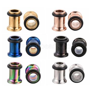 12Pcs 6 Colors 316 Surgical Stainless Steel Screw Ear Gauges Flesh Tunnels Plugs(STAS-YW0001-14)-2