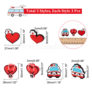 9Pcs 3 Style Hospital Theme Food Grade Eco-Friendly Silicone Beads(SIL-CA0001-35)-2
