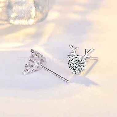 Pendientes de plata de ley antideslustre 925 con diamantes de imitación de moissanita(AJEW-U007-04P)-3