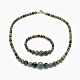 Natural Green Opal Graduated Beads Necklaces and Bracelets Jewelry Sets(SJEW-L132-04)-1