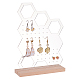 Transparent Acrylic Vertical Earring Display Stands with Wooden Base(EDIS-WH0021-48B)-1