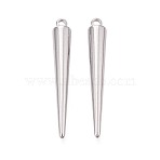 304 Stainless Steel Pendants, Spike Cone Charms, Stainless Steel Color, 33x5mm, Hole: 1.7mm(STAS-T075-22B-P)