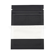 Color Printing Aluminum Foil Open Top Zip Lock Bags, Food Storage Bags, Sealable Pouches, for Storage Packaging with Tear Notches, Rectangle, Black, 9.9x7.1x0.15cm, Inner Measure: 6cm, Window: 7x3cm(OPP-M002-05B-01)