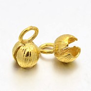 Brass Bead Tips, Golden, 11x6mm, Hole: 3mm, Inner Diameter: 3mm(KK-N0070-01G-A)