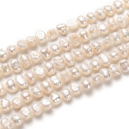 Natural Cultured Freshwater Pearl Beads Strands, Potato, Bisque, 4x4~5mm, Hole: 0.5mm, about 84pcs/strand, 13.78 inch(35cm)(PEAR-L033-42A)