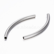 304 Stainless Steel Tube Beads, Curved, Stainless Steel Color, 50x3mm, Hole: 2mm(STAS-K154-D-78P)
