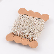 Iron Twisted Chains, Unwelded, Silver Color Plated, Ring: about 3.5mm wide, 5.5mm long, 0.5mm thick(X-ch017-s)