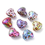 UV Plating Opeque Acrylic Beads, Iridescent, Heart, Mixed Color, 19.5x22x13mm, Hole: 2.5mm(MACR-K351-28)
