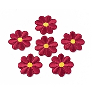 Computerized Embroidery Cloth Iron on/Sew on Patches, Costume Accessories, Appliques, Sunflower, Dark Red, 40x1.5mm(DIY-WH0162-28P)