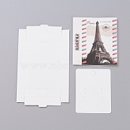 Kraft Paper Boxes and Earring Jewelry Display Cards, Packaging Boxes, with Eiffel Tower Pattern, White, Folded Box Size: 7.3x5.4x1.2cm, Display Card: 6.5x5x0.05cm(X-CON-L015-A09)