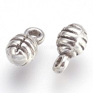 Tibetan Style Alloy Grenade Charms, Antique Silver, Lead Free & Cadmium Free & Nickel Free, 7x4mm, Hole: 1mm(X-EAA333Y-NF)