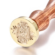 Brass Wax Seal Stamp, with Wooden Handle, for Post Decoration, DIY Card Making, Magic Themed Pattern, Golden, 90x26mm(AJEW-EO44-A01)
