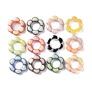 Opaque Acrylic with Enamel Beads, Flower, Mixed Color, 35x33x9mm, Hole: 3mm(MACR-D029-02)
