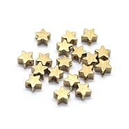 Brass Beads, Star, Raw(Unplated), 4.5x5x2.5mm, Hole: 1.2mm(KK-L184-61C)