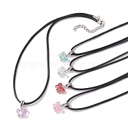 Glass Butterfly Pendant Necklaces, with Imitation Leather Cords, Mixed Color, 17.52 inch(44.5cm)(NJEW-JN04572)