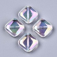 Transparent Acrylic Beads, AB Color, Rhombus, Clear AB, 23x23.5x7mm, Hole: 1.6mm(PACR-N010-011)