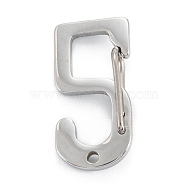 304 Stainless Steel Keychain Clasp Findings, Stainless Steel Color, Num.5, 23.5x11.5x5mm(STAS-C024-27P)