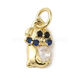 Brass Micro Pave Clear Cubic Zirconia Pendants, Real 18K Gold Plated, Gnome, Real 18K Gold Plated, 12x6.5x2.8mm, Hole: 3.2mm(KK-R162-017B-G)