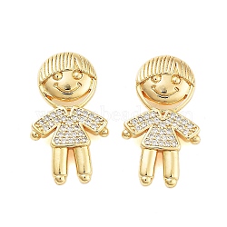 Rack Plating Brass Clear Cubic Zirconia Pendants, Cadmium Free & Lead Free, Long-Lasting Plated, Little Boys, Real 18K Gold Plated, 25x14.5x6.5mm, Hole: 2.5x5mm(KK-S379-09G-A)