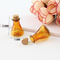Miniature Glass Bottles, with Cork Stoppers, Empty Wishing Bottles, for Dollhouse Accessories, Jewelry Making, Bottle Pattern, 24x16mm(MIMO-PW0001-035H)
