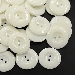Acrylic Sewing Buttons for Costume Design, Plastic Buttons, 2-Hole, Dyed, Flat Round, White, 25x3mm, Hole: 2mm(X-BUTT-E087-C-01)
