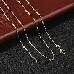 1.4mm Rack Plating Brass Cable Chain Necklaces for Women Men, Cadmium Free & Lead Free, 901 Stainless Steel Clasp, Long-Lasting Plated, Real 18K Gold Plated, 19.29 inch(49cm)(MAK-L044-23G)
