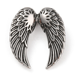 304 Stainless Steel Pendants, Wing Charm, Antique Silver, 42x38x12.5mm, Hole: 11x5mm(STAS-A083-23AS)