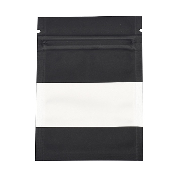 Color Printing Aluminum Foil Open Top Zip Lock Bags, Food Storage Bags, Sealable Pouches, for Storage Packaging with Tear Notches, Rectangle, Black, 9.9x7.1x0.15cm, Inner Measure: 6cm, Window: 7x3cm