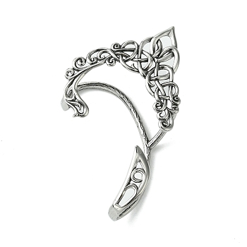 316 Surgical Stainless Steel Cuff Earrings, Fairy Ears, Left, Antique Silver, 64x52mm