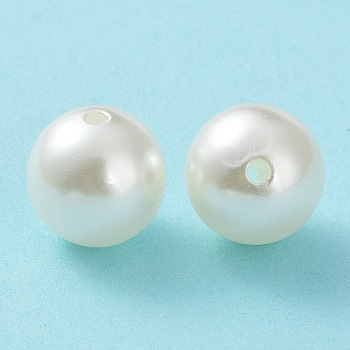 Imitated Pearl Acrylic Beads, Round, Creamy White, 14mm, Hole: 2mm, about 370pcs/500g