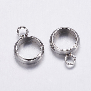 304 Stainless Steel Tube Bails, Loop Bails, Ring, Stainless Steel Color, 11x8x2.5mm, Hole: 2mm, Inner Diameter: 6mm