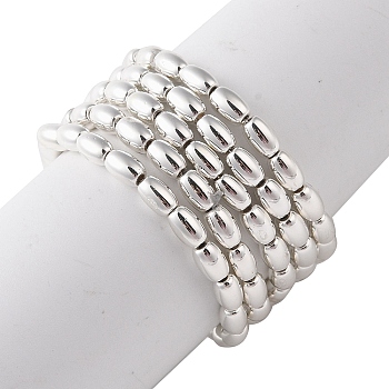 Electroplate Beads Strands, Oval, Silver, 4.5x3mm, Hole: 0.8mm, about 94~99pcs/strand, 16.93~18.11''(43~46cm)