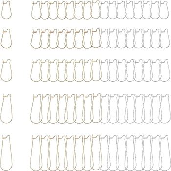 304 Stainless Steel Hoop Earring Findings, Kidney Ear Wire, Golden & Stainless Steel Color, 21 Gauge, 20~39x11~13.5x0.7mm, Pin: 0.7mm, 60pcs/box