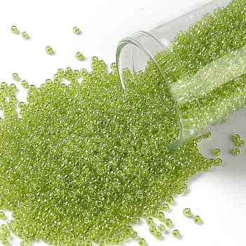 TOHO Round Seed Beads, Japanese Seed Beads, (105) Transparent Luster Lemon-Lime, 15/0, 1.5mm, Hole: 0.7mm, about 15000pcs/50g