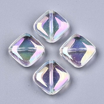 Transparent Acrylic Beads, AB Color, Rhombus, Clear AB, 23x23.5x7mm, Hole: 1.6mm