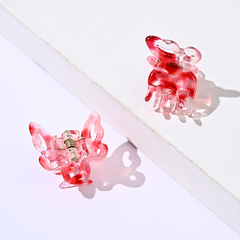 Cellulose Acetate(Resin) Butterfly Hair Claw Clip, Small Tortoise Shell Hair Clip for Girls Women, Red, 20x23mm