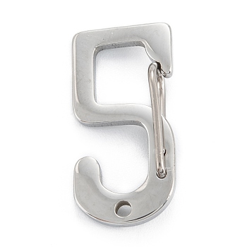 304 Stainless Steel Keychain Clasp Findings, Stainless Steel Color, Num.5, 23.5x11.5x5mm