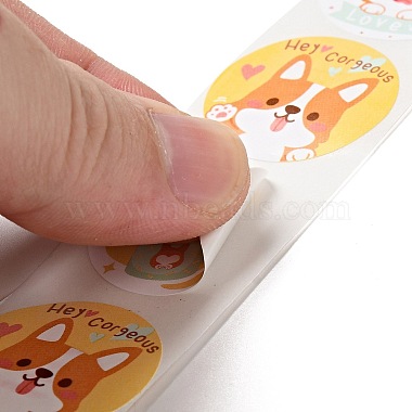 Round Dot Cute Dog Paper Cartoon Stickers Roll(DIY-D078-08C)-4