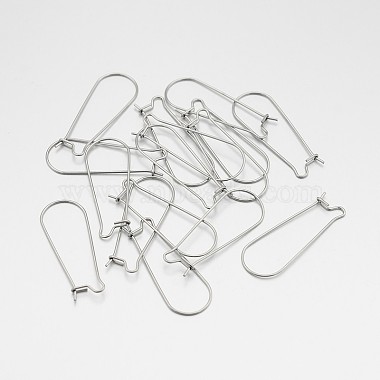 304 Stainless Steel Hoop Earrings Findings Kidney Ear Wires(STAS-N060-01)-2