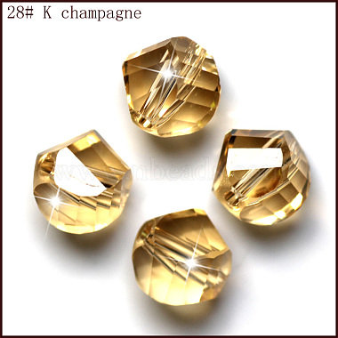 6mm Gold Polygon Glass Beads