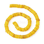 1 Strand Natural Freshwater Shell Beads Strands, Disc, Dyed, Heishi Beads, Gold, 9~10.5x0.5~3mm, Hole: 1mm, about 202~211pcs/strand, 15.16~15.75 inch(38.5~40cm)(SHEL-TA0001-35A)