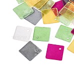 Spray Painted Natural Capiz Shell Pendants, Rhombus Charms, Mixed Color, 20.5x20.5x1mm, Hole: 1.6mm(SHEL-K006-65)
