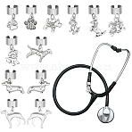 12Pcs Alloy Enamel Stethoscope Pendant Decorations, Dog, with 304 Stainless Steel Findings, Platinum, 19~28mm, 12pcs/set(HJEW-OC00135)
