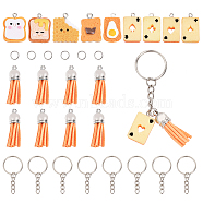 Bread Resin Keychain Making Kits, with Faux Suede Tassel Pendant and Iron Findings, Mixed Color(DIY-CA0005-18)