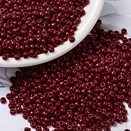 MIYUKI Round Rocailles Beads, Japanese Seed Beads, 8/0, (RR408D) Opaque Dark Red, 8/0, 3mm, Hole: 1mm, about 422~455pcs/10g(X-SEED-G008-RR0408D)